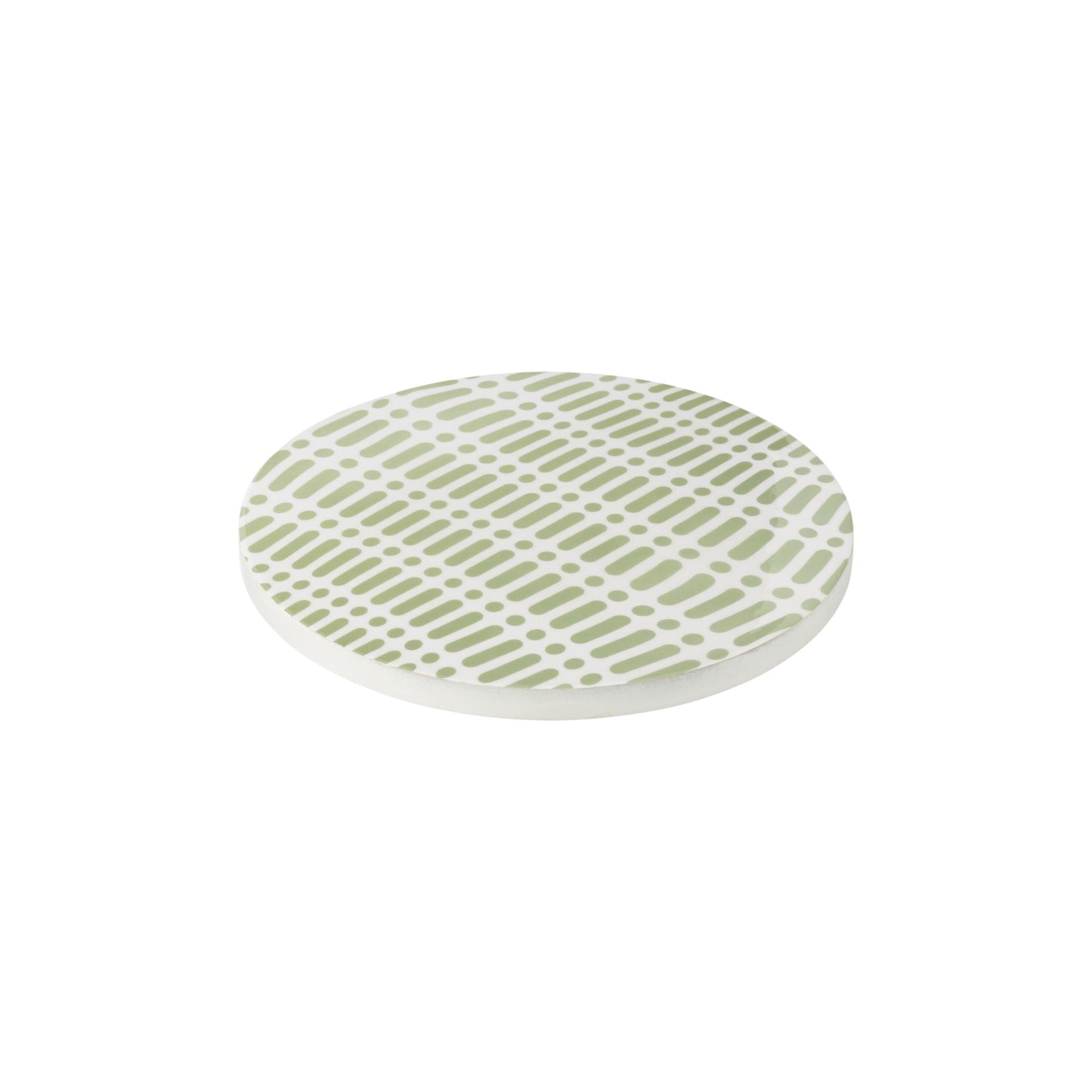 TRAY TURNING ROUND MANGO WOOD GREEN AND WHITE