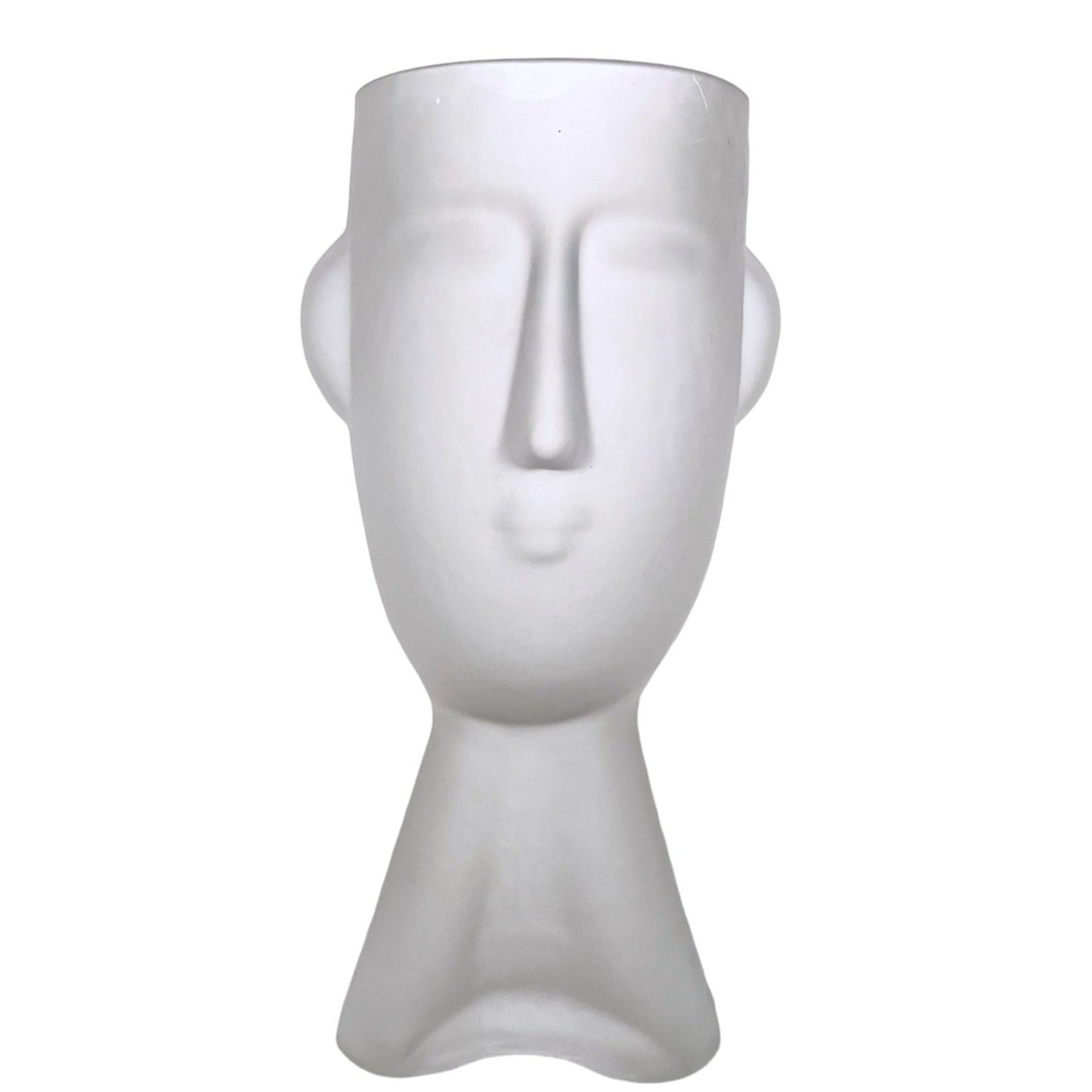 VINTAGE FROSTED FACE GLASS VASE