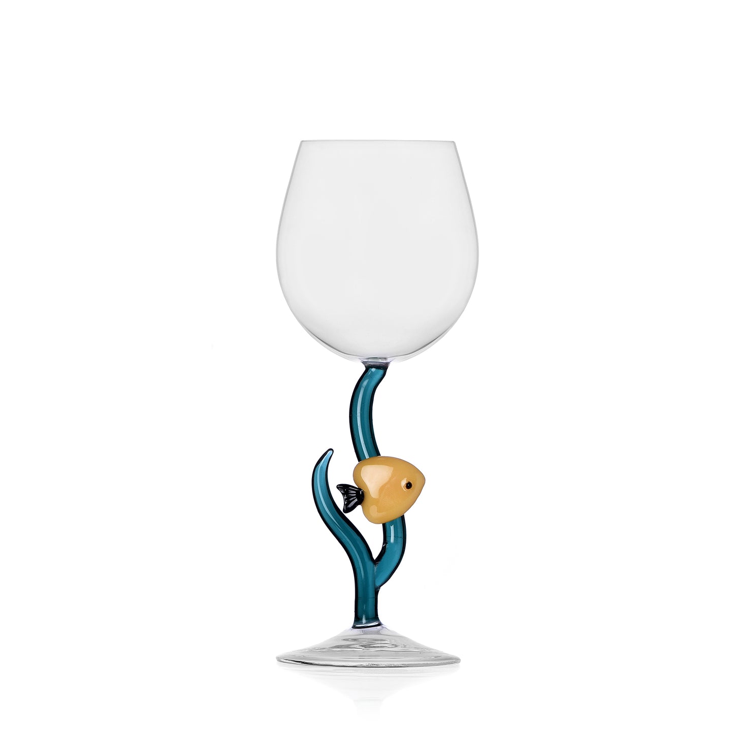 YELLOW FISH STEMMED GLASS