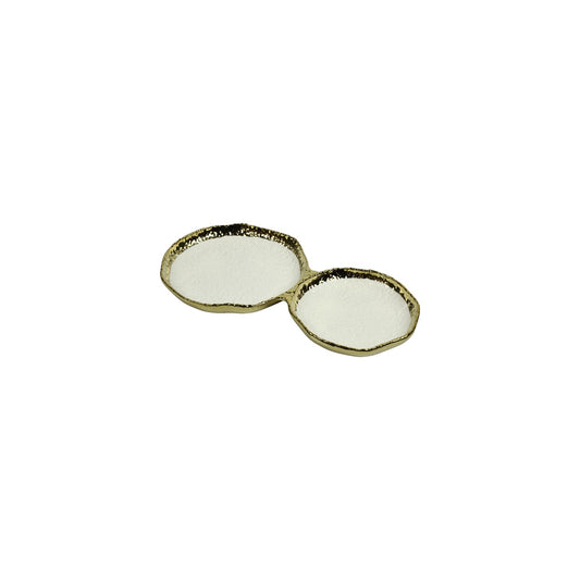 2 SERVING BOWL VERE WHITE AND GOLD