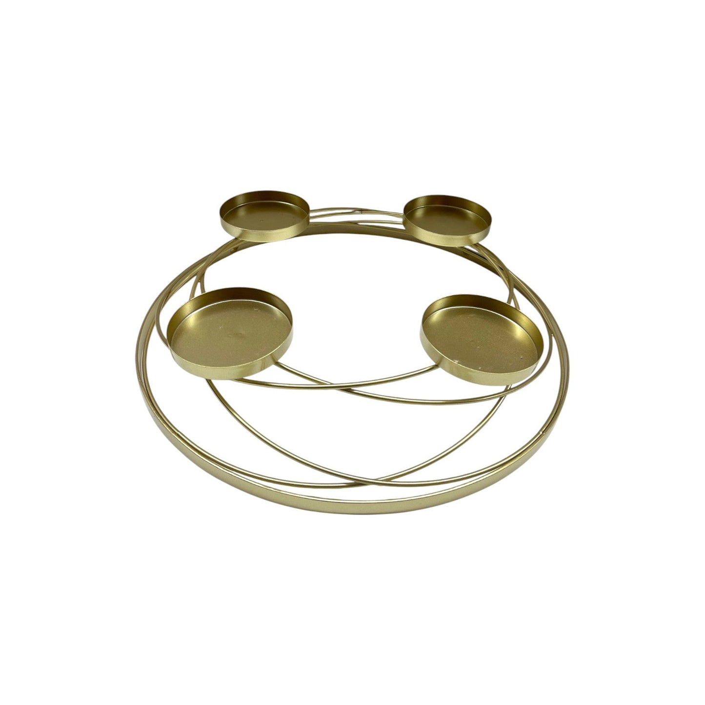 4 RING CANDLE HOLDER METAL ADVENT WREATH GOLD