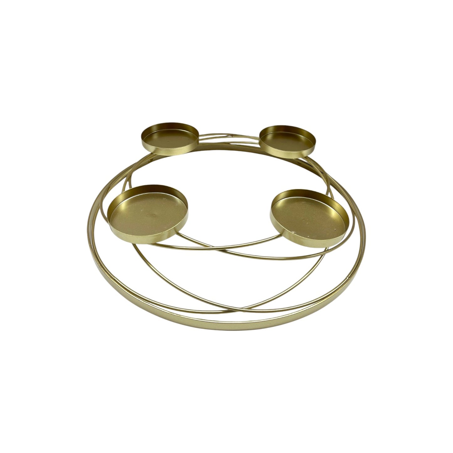 4 RING CANDLE HOLDER METAL ADVENT WREATH GOLD