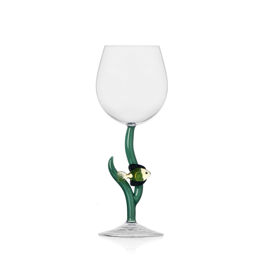 AMBER FISH STEMMED GLASS