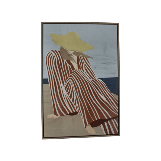 ARTWORK LADY SITTING CAMEL