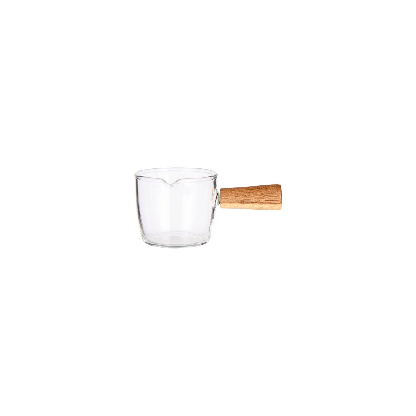 BOROSILICATE GLASS LADLE WITH WOODEN HANDLE