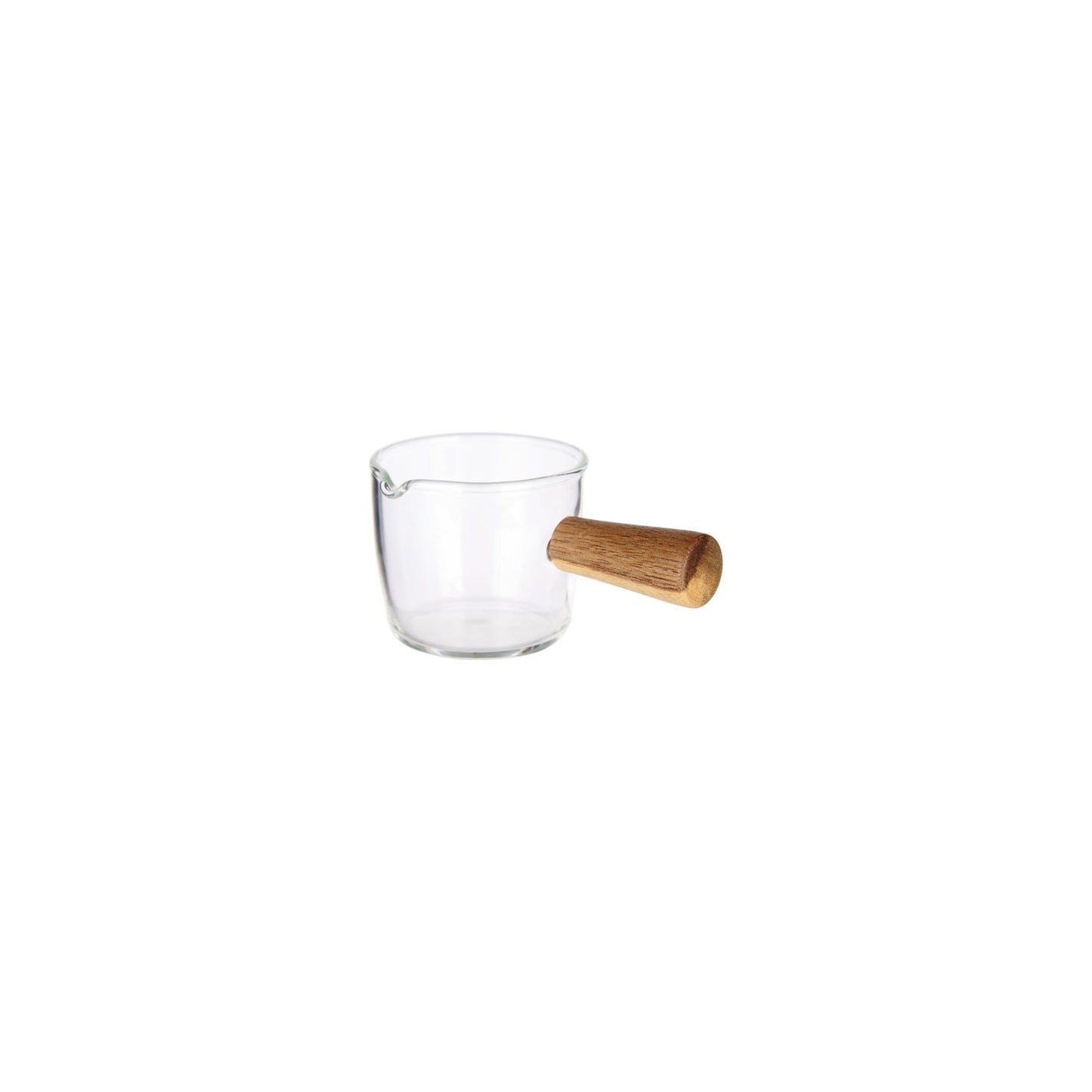 BOROSILICATE GLASS LADLE WITH WOODEN HANDLE