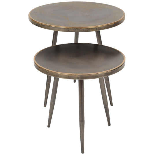 BRUSHED METAL SIDE TABLE SET