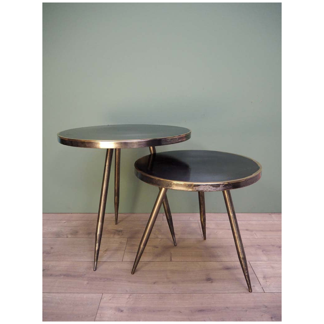 BRUSHED METAL SIDE TABLE SET