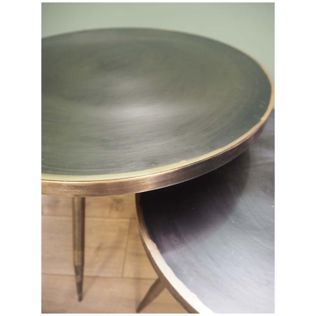 BRUSHED METAL SIDE TABLE SET