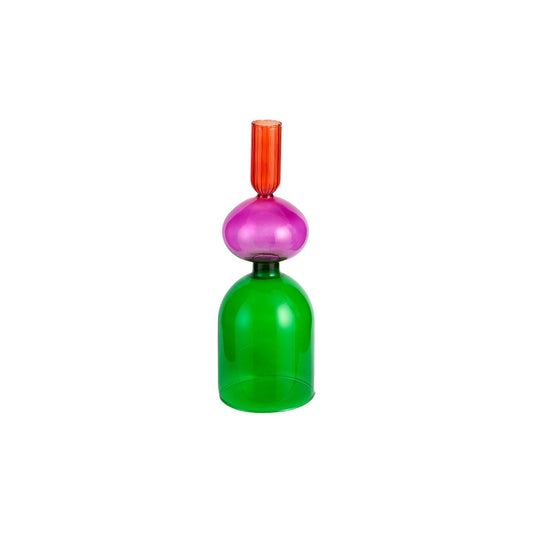 CANDLE HOLDER 25 X 8 CM GREEN AND PINK