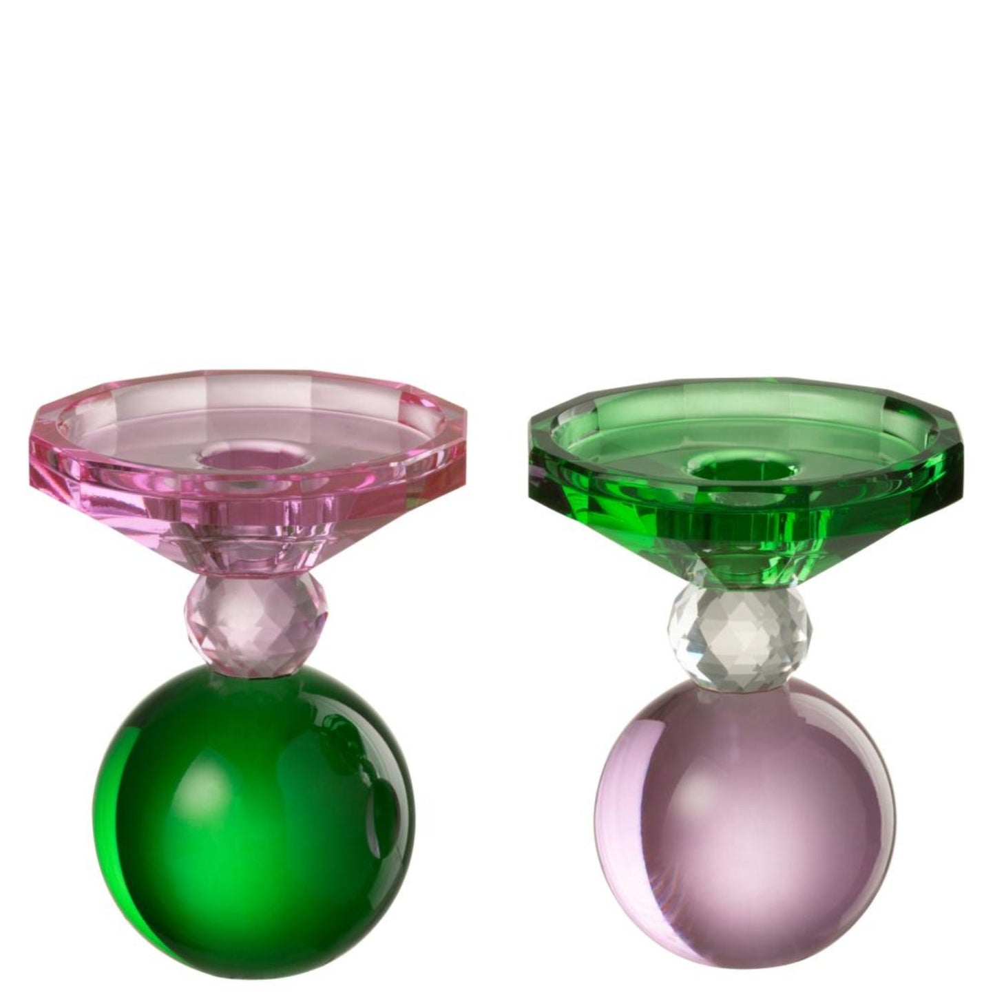 CANDLE HOLDER CRYSTAL PURPLE AND GREEN