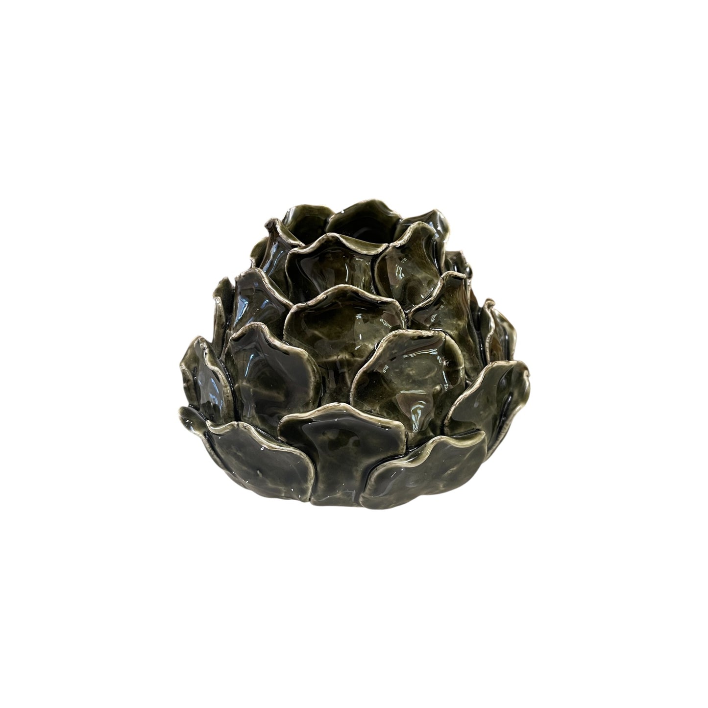 CANDLE HOLDER OMEGA FLOWER GREEN