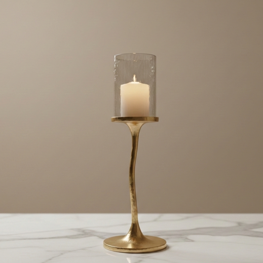 CANDLE HOLDER ROUND RAFA GOLD