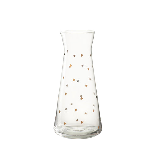 CARAFE HEART GLASS TRANSPARENT GOLD