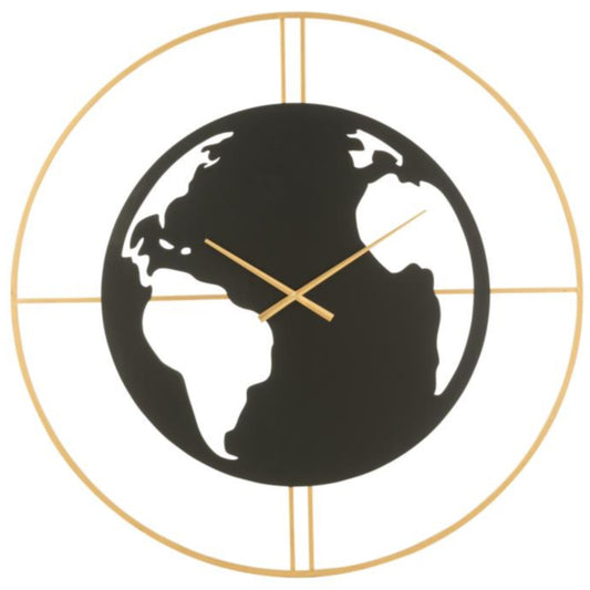 CLOCK WORLD MAP HOLES METAL