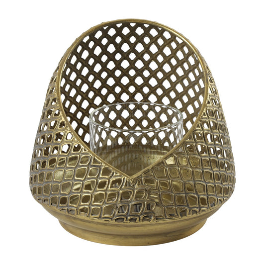 COLETA TEA LIGHT HOLDER GLASS GOLD STEEL