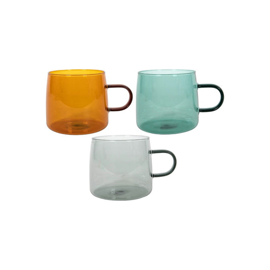 COLORED BOROS MUG GLASS WITH HANDLE