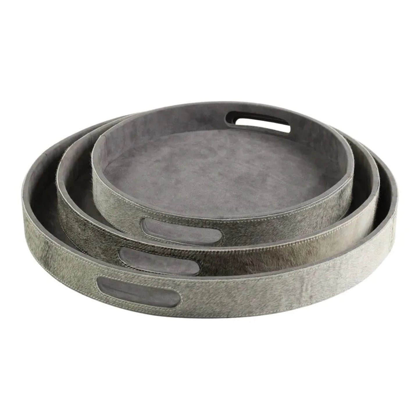 COW ROUND TRAY GREY