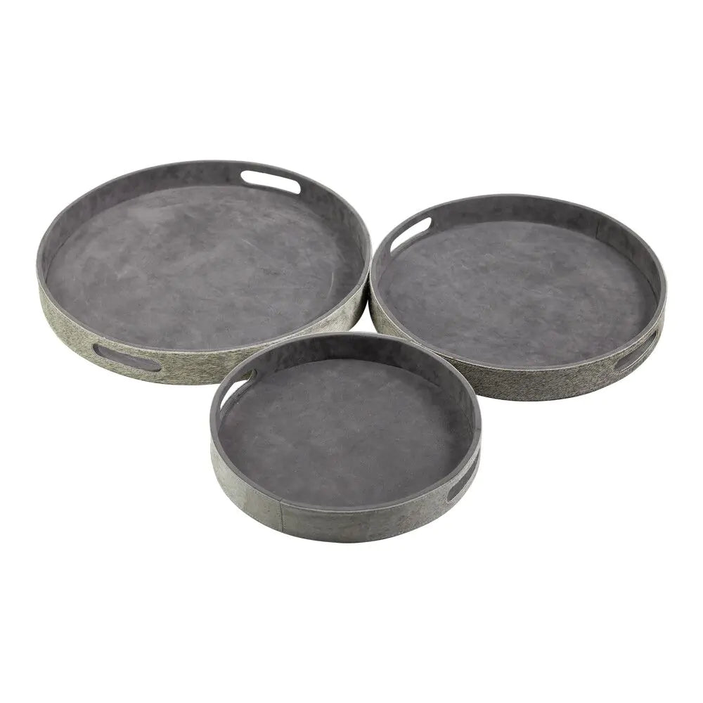 COW ROUND TRAY GREY