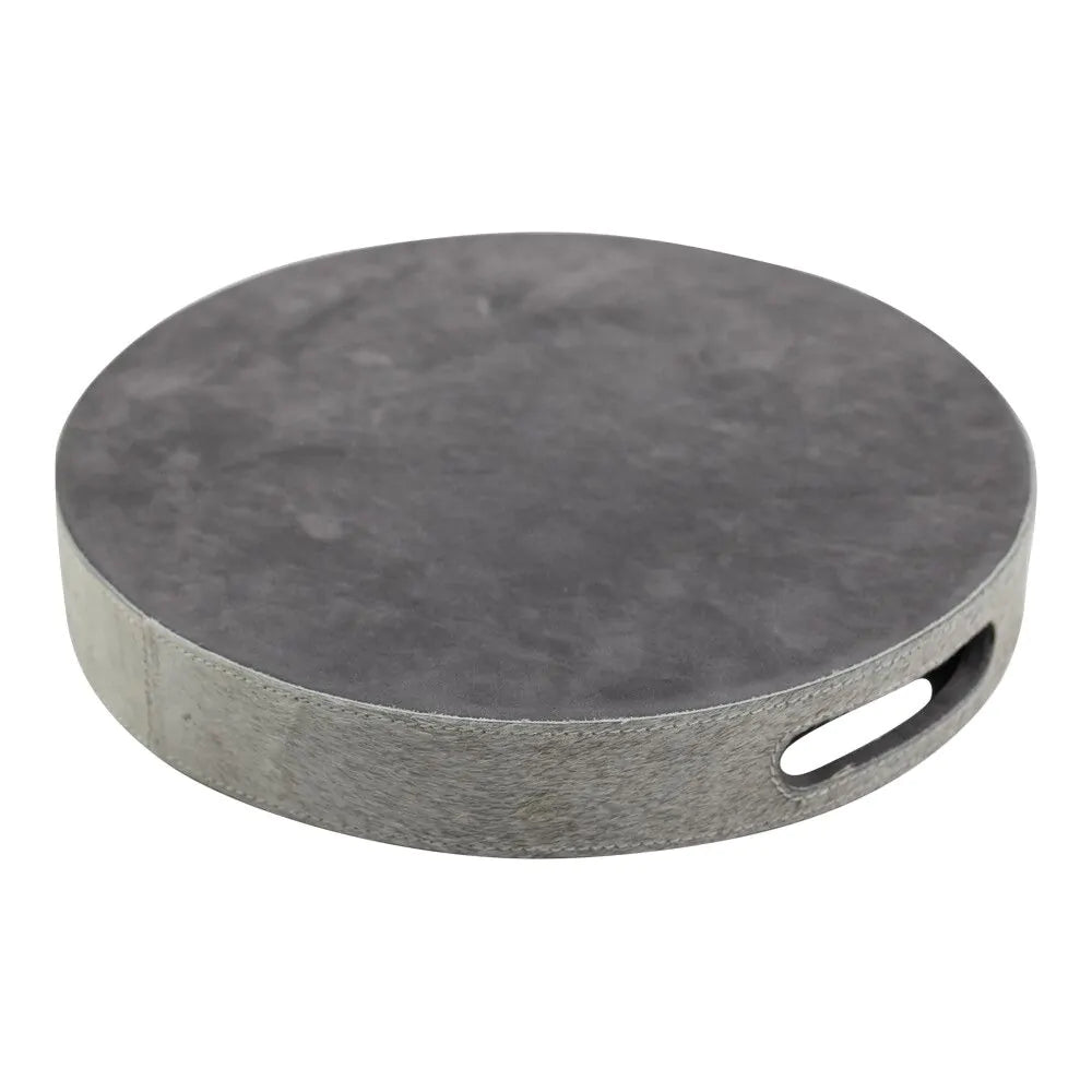 COW ROUND TRAY GREY