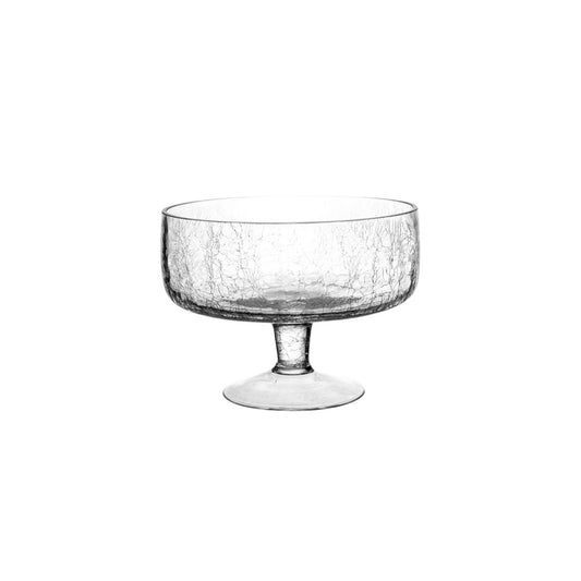 CRACKLED GLASS BOWL ON STAND