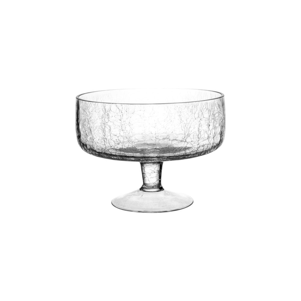 CRACKLED GLASS BOWL ON STAND
