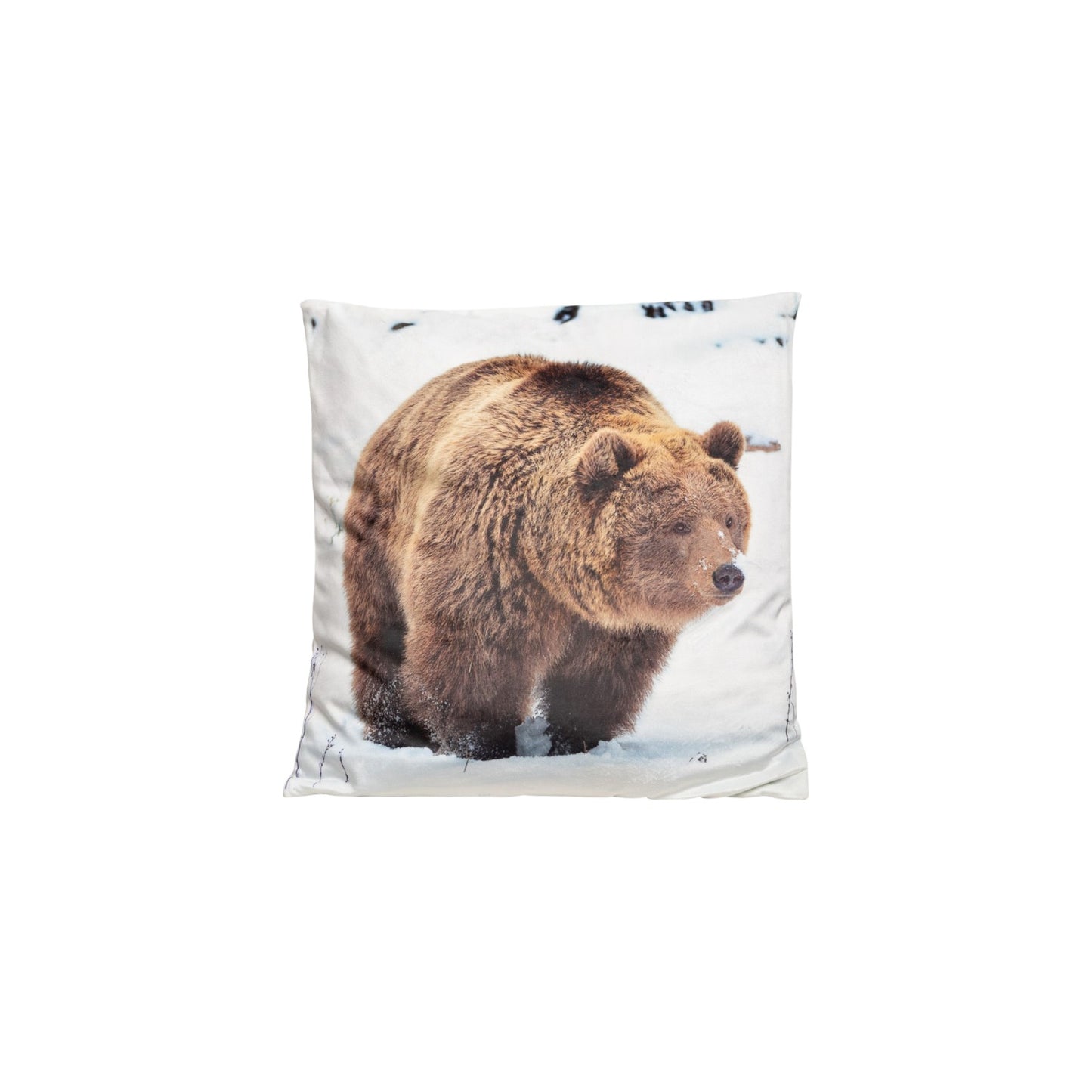 CUSHION BEAR IN SNOWY LANDSCAPE