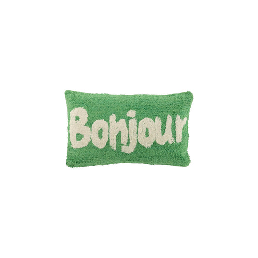 CUSHION BONJOUR 30 X 50 CM TUFTED GREEN AND WHITE