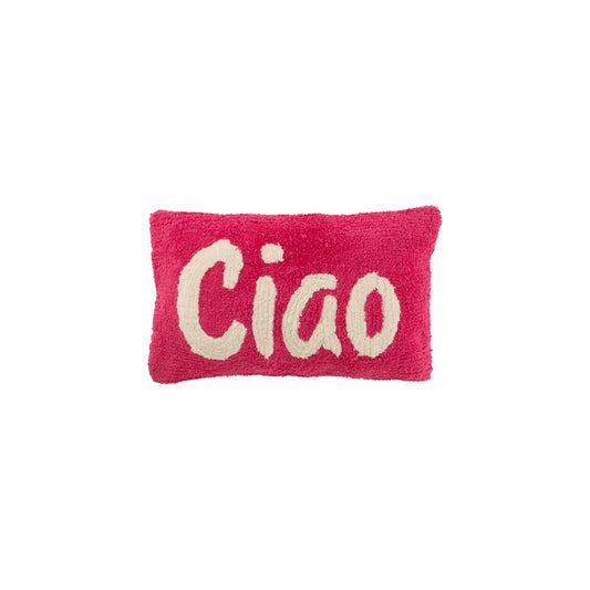 CUSHION CIAO 30 X 50 CM TUFTED PINK AND WHITE
