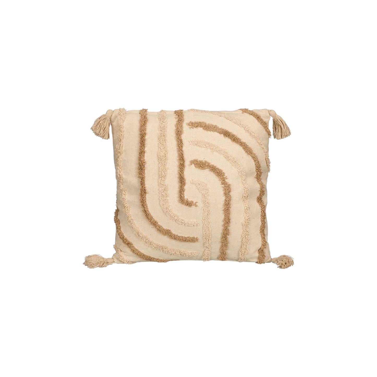CUSHION EMBROIDERED BROWN STRIPES