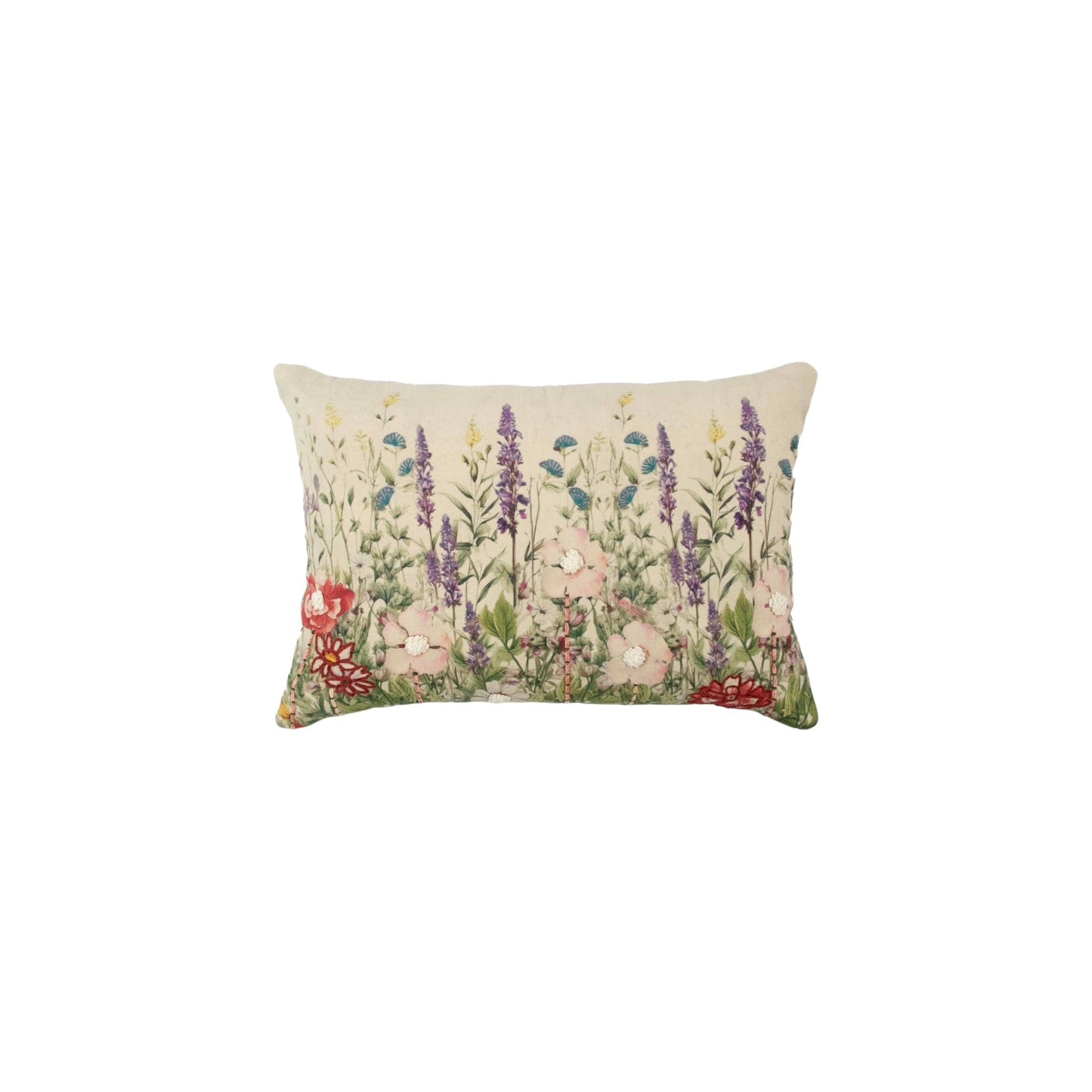 CUSHION EMBROIDERED WILD FLOWERS 40 X 60 CM PURPLE