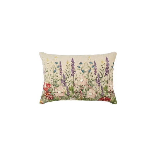 CUSHION EMBROIDERED WILD FLOWERS 40 X 60 CM PURPLE