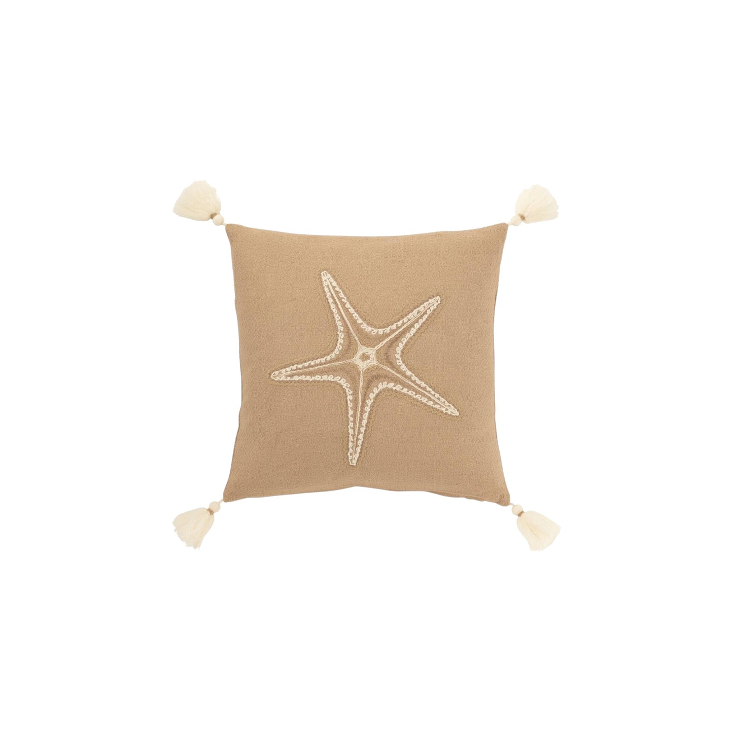 CUSHION SEA STAR WITH TASSELS COTTON BEIGE