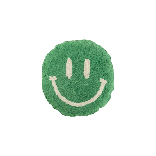CUSHION SMILEY 45 CM TUFTED GREEN AND WHITE