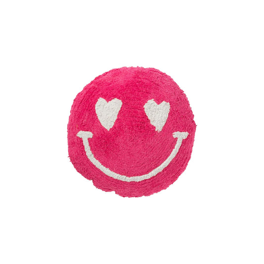 CUSHION SMILEY 45 CM TUFTED PINK AND WHITE