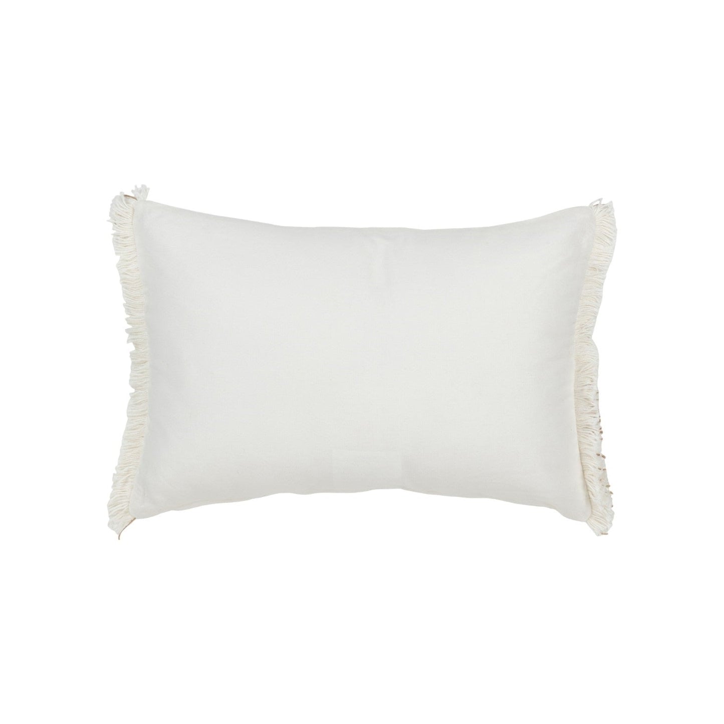 CUSHION FISH FRINGES COTTON WHITE AND TAUPE