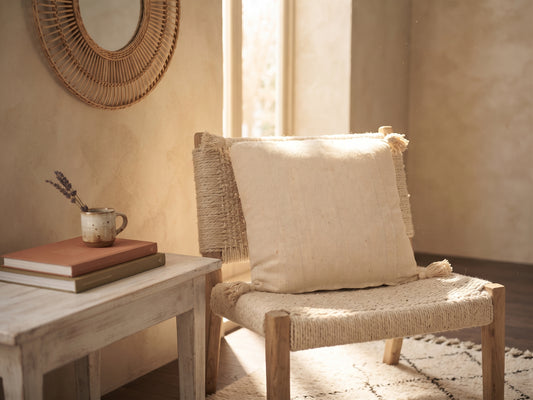 CUSHION RELIEF STRIPES BEIGE 45 X 45 CM