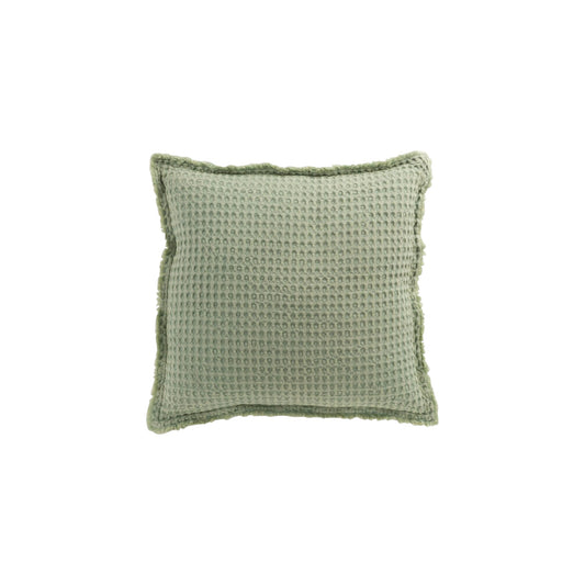 CUSHION WAFFLE PATTERN COTTON LIGHT GREEN