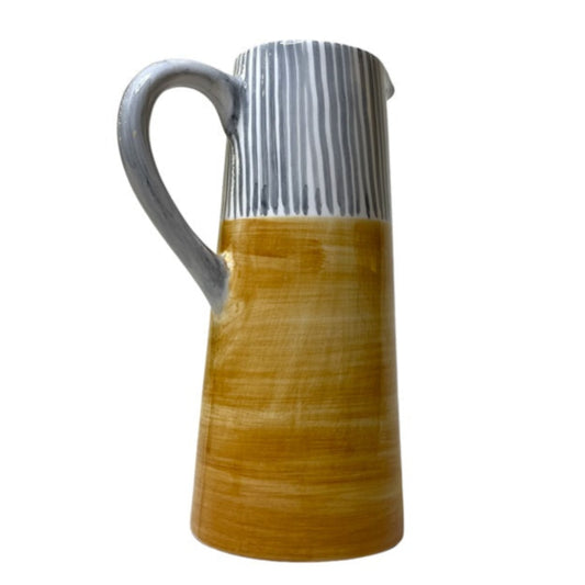 DECO YELLOW & GREY STRIPED PITCHER