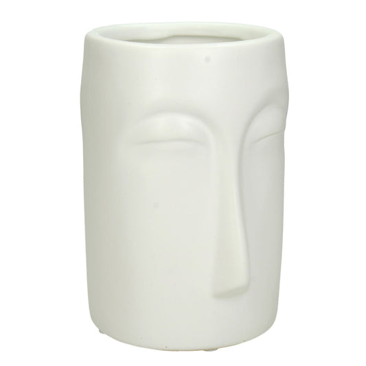 FACE FINE EARTHENWARE WHITE VASE