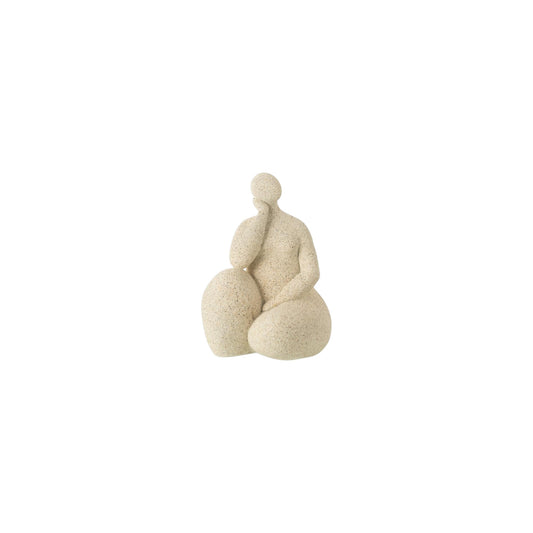 FIGURINE MODERN WOMAN PENSIVE BEIGE