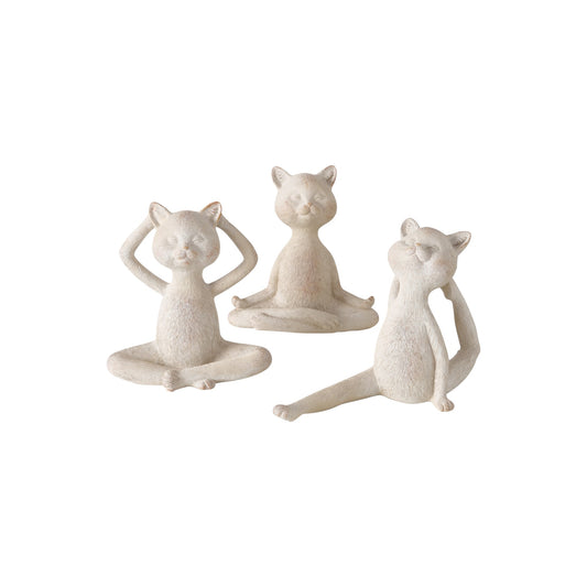 FIGURINE YOGA CAT BEIGE