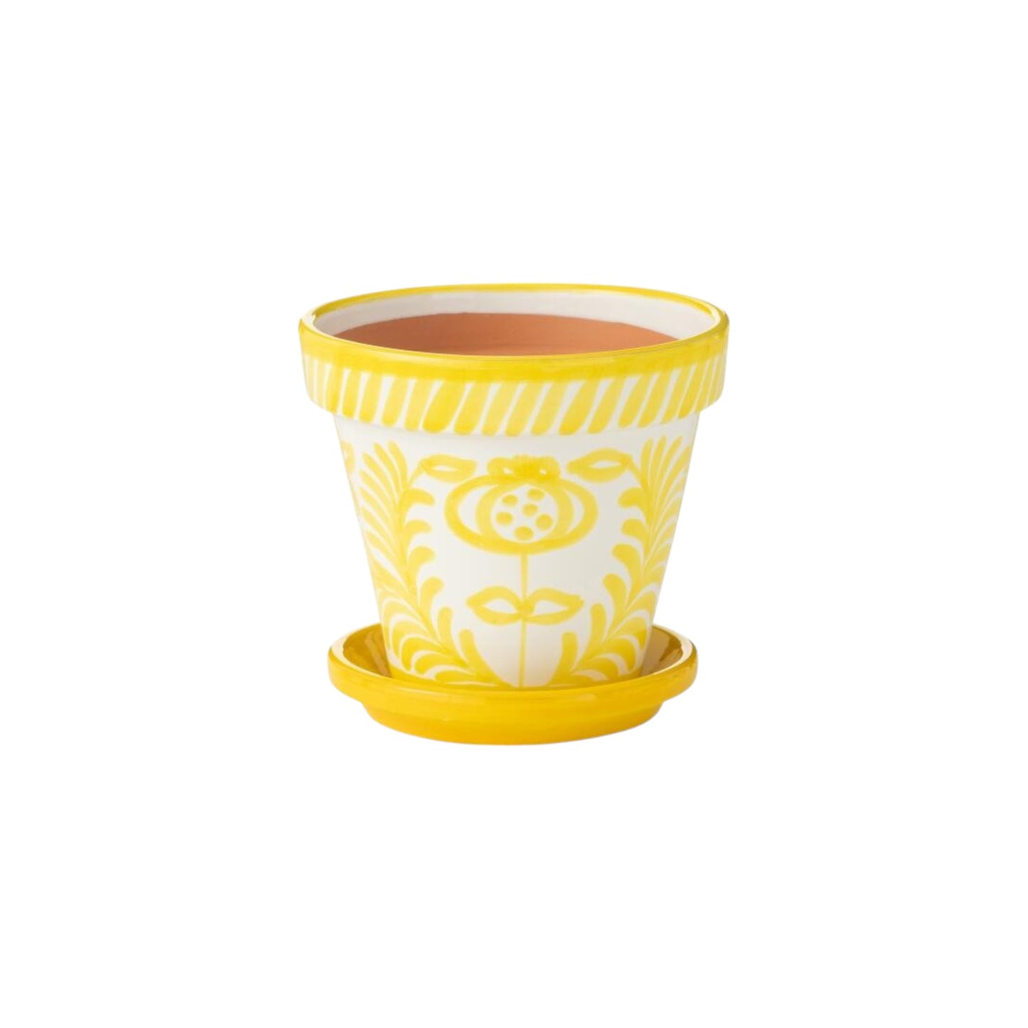 FLOWER POT WITH PLATE GRANADA YELLOW AND WHITE