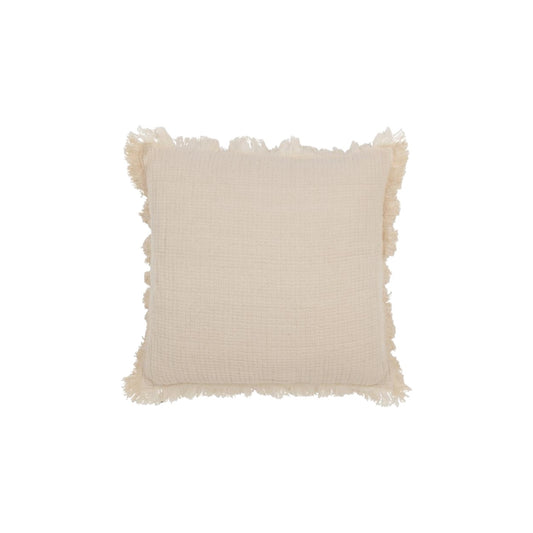 FRINGES CUSHION COTTON MUSLIN LIGHT BEIGE