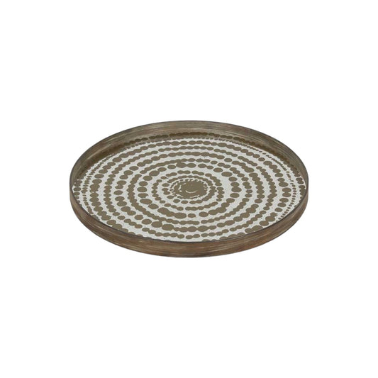 GOLD BEADS ROUND MIRROR TRAY