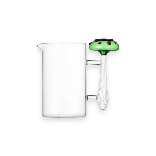 GREEN MUSHROOM JUG WITH RED DOTS