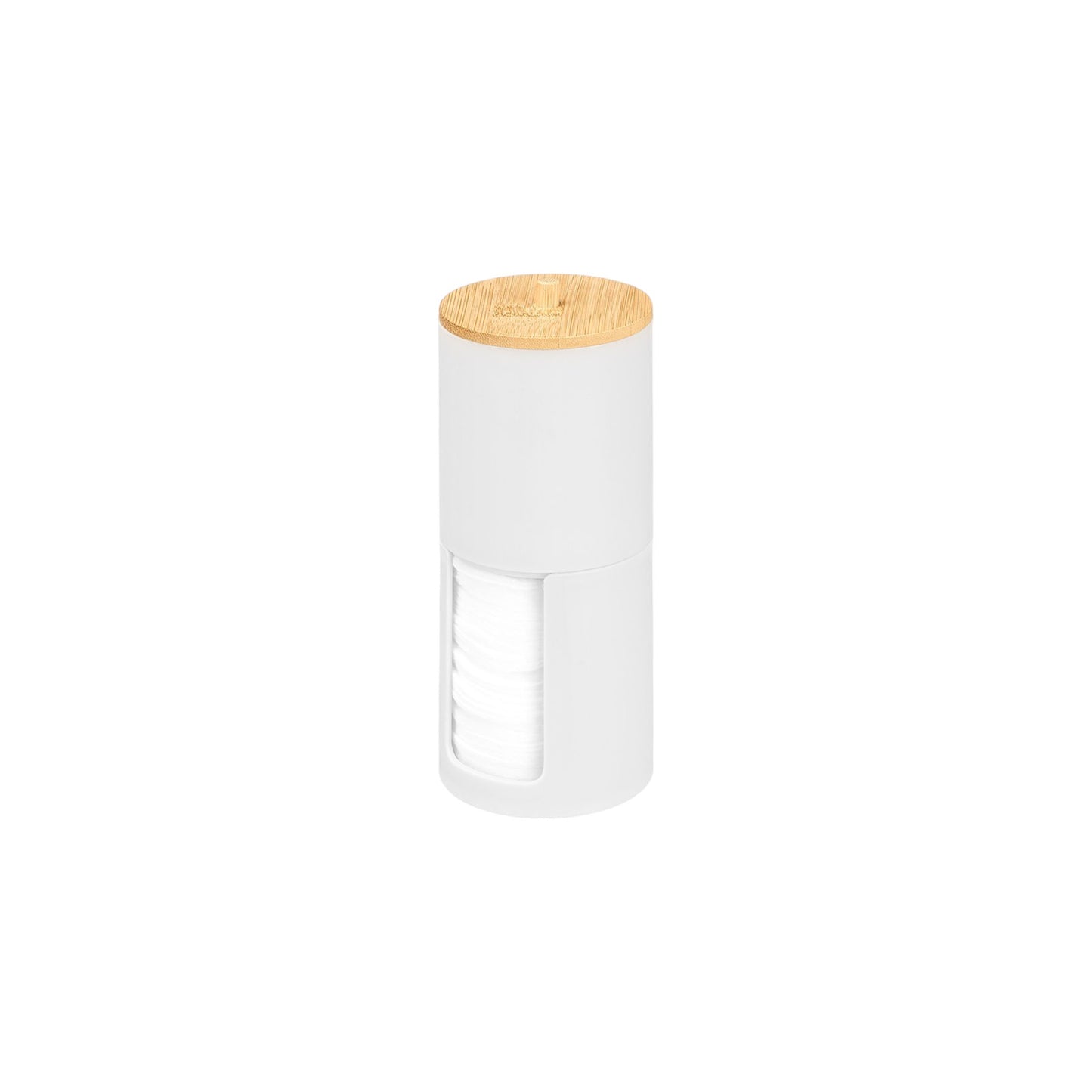 JAR PLASTIC WHITE WITH BAMBOO COVER