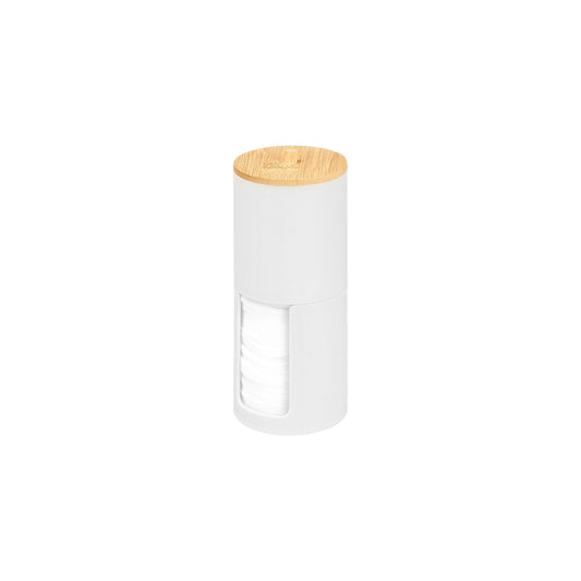 JAR PLASTIC WHITE WITH BAMBOO COVER