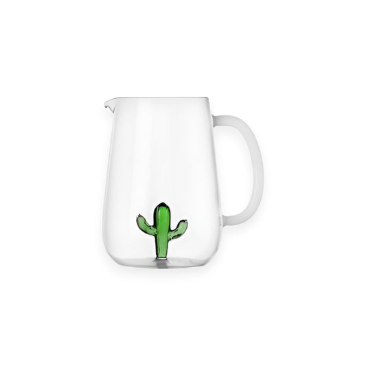 JUG GREEN CACTUS WITH WHITE HANDLE