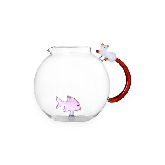 JUG PINK FISH AND WHITE CAT WITH AMBER TAIL